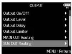 ZOOM F8n - Avec , sélectionnez SUB - 2