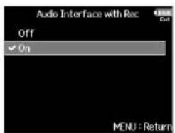 ZOOM F8n - Avec , sélectionnez On, et pressez . - 1