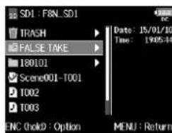 ZOOM F8n - Vidage du dossier TRASH/FALSE TAKE - 2