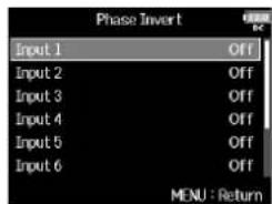 ZOOM F8n - Avec , sélectionnez l'entrée et pressez - 1