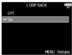 ZOOM F8n - Avec , sélectionnez On, et pressez - 1