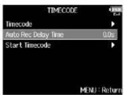 ZOOM F8n - Avec ⚙, sélectionnez Auto Rec Delay Time (retard d'enregistrement automatique), et pressez ↑. - 1