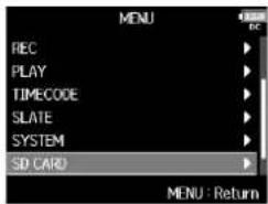 ZOOM F8n - Pressez MENU. - 1