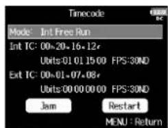 ZOOM F8n - Activation automatique du timecode interne en l'absence de réception de timecode externe - 1