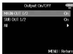 ZOOM F8n - Désactivation des sorties (Output On/Off) - 2