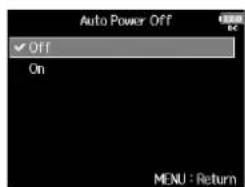 ZOOM F8n - Avec , sélectionnez Off, et pressez - 1