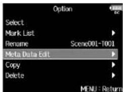 ZOOM F8n - Avec , sélectionnez Meta - 1