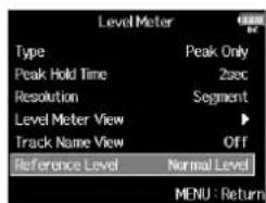 ZOOM F8n - Réglage du niveau de référence pour les indicateurs de niveau - 2