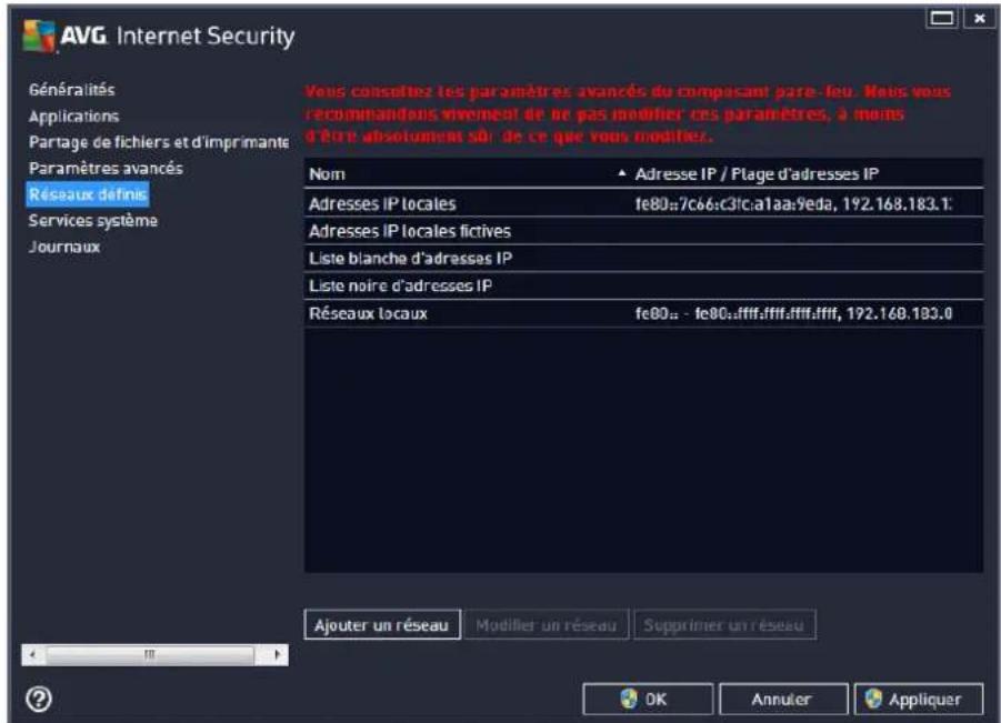 AVG Internet Security (2013) - Réseaux définis - 1