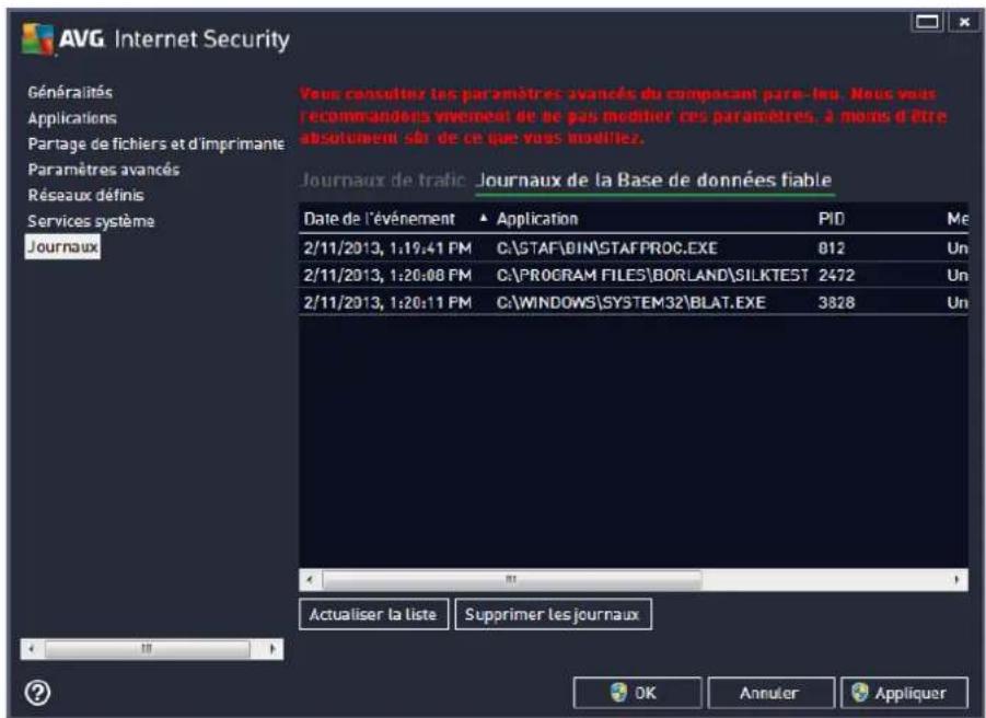 AVG Internet Security (2013) - Journal du Pare-feu - 2