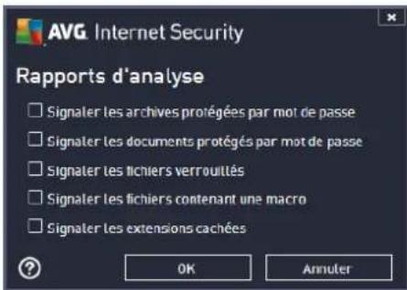 AVG Internet Security (2013) - Définir des rapports d'analyse supplémentaires... - 1