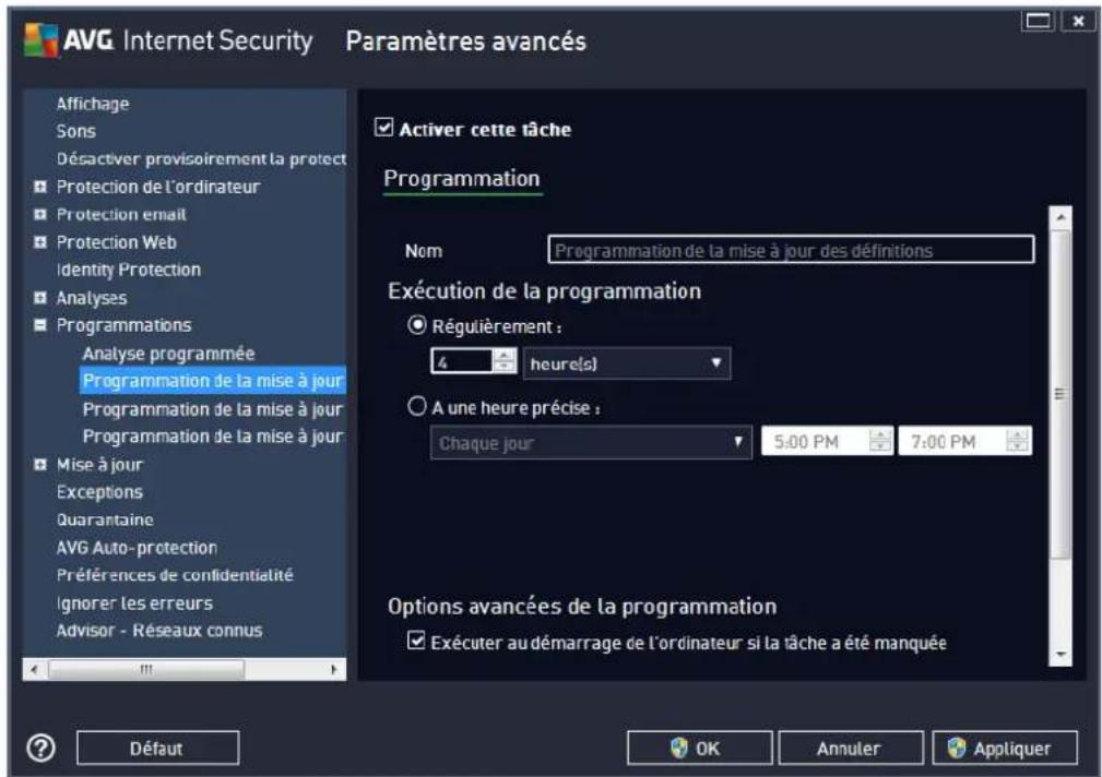 AVG Internet Security (2013) - Programmation de la mise à jour des définitions - 1