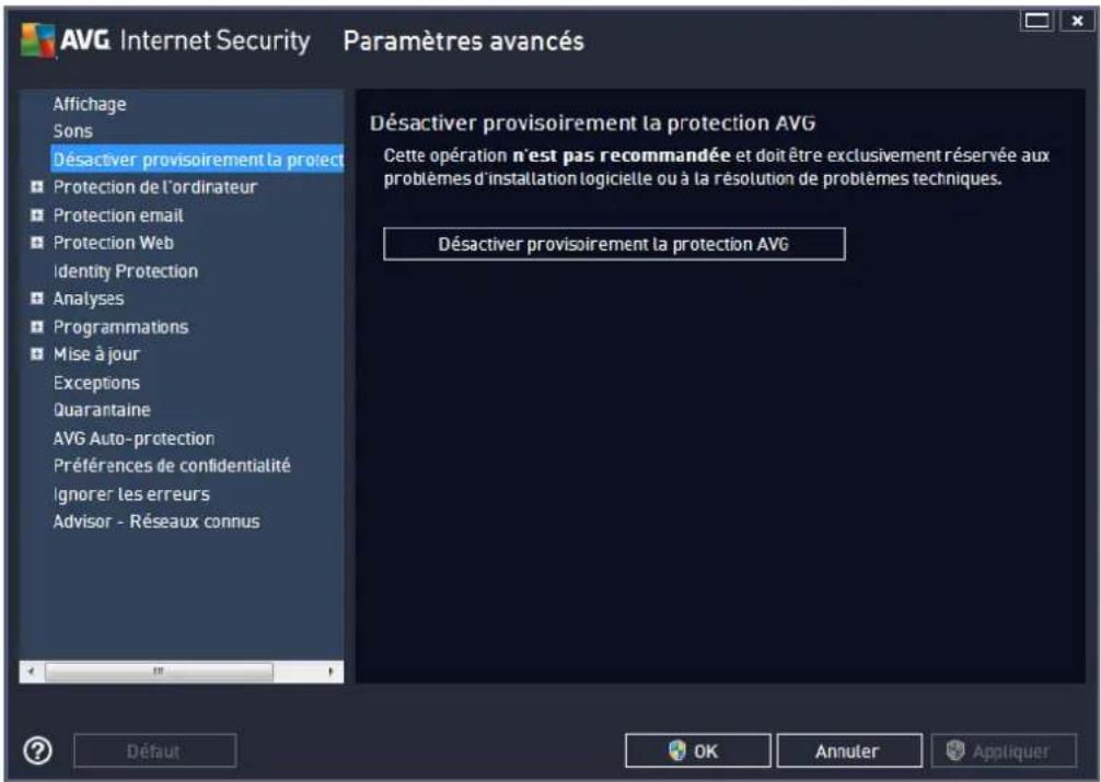 AVG Internet Security (2013) - Désactiver provisoirement la protection AVG - 1