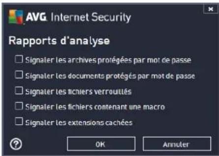 AVG Internet Security (2013) - Définir des rapports d'analyse supplémentaires - 1