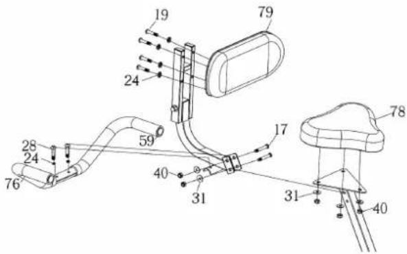 Klarfit Azura 10026817 - Step 5: Install the Saddle, Seat Back Cushion and the Back Handlebar - 1