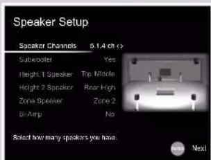ONKYO TXRZ730 - Réglages "Speaker Setup" durant Initial Setup (→p156) - 1