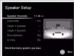 ONKYO TXRZ730 - Réglages "Speaker Setup" durant Initial Setup (→p156) - 1