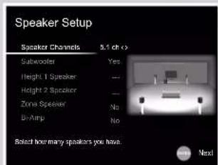 ONKYO TXRZ730 - Réglages "Speaker Setup" durant Initial Setup (→p156) - 1