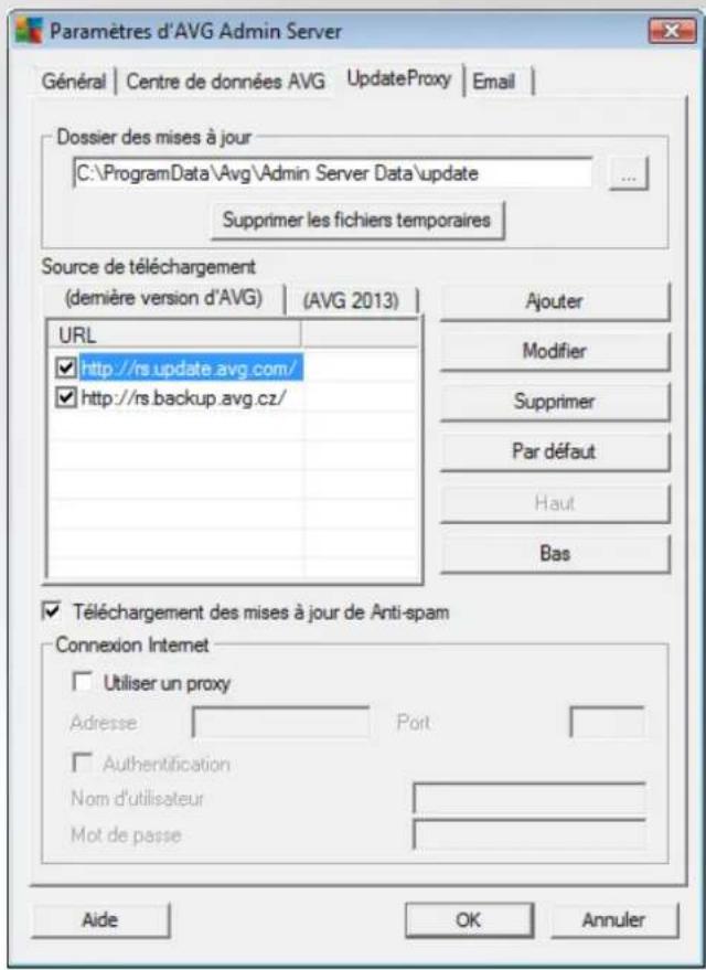 AVG Internet Security Business Edition 2014 - Onglet Mettre à jour le serveur proxy - 1