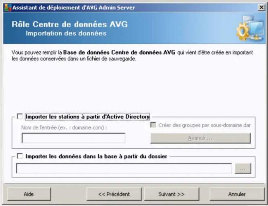AVG Internet Security Business Edition 2014 - Rôle Centre de données – Importation de données - 1