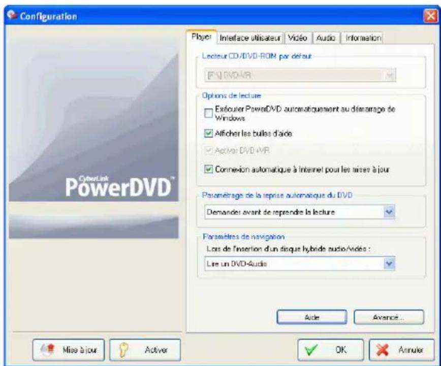 CYBERLINK PowerDVD Ultra - Configuration du lecteur - 1