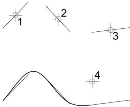 Bentley MicroStation V8 - To create a B-spline curve that passes through a set of data points with interactively specified tangent directions - 2