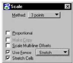 Bentley MicroStation V8 - To graphically scale and stretch elements in a fence - 1