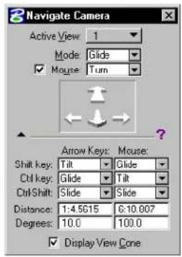 Bentley MicroStation V8 - To move the camera through a view window using the Advanced Mode - 2