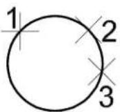Bentley MicroStation V8 - To place a circle by defining three points on its circumference - 2