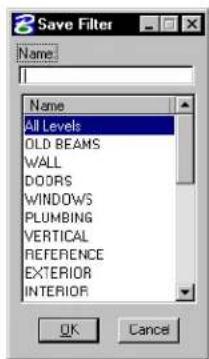 Bentley MicroStation V8 - To save an on the fly filter to a named filter from Level Display - 1