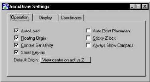Bentley MicroStation V8 - To open the AccuDraw Settings dialog box - 1
