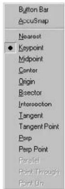 Bentley MicroStation V8 - To set the Snap Mode via the Snap Modes pop-up menu - 1