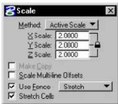 Bentley MicroStation V8 - To scale and stretch elements in a fence - 1