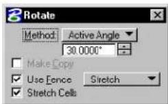 Bentley MicroStation V8 - To rotate and stretch elements in a fence - 1
