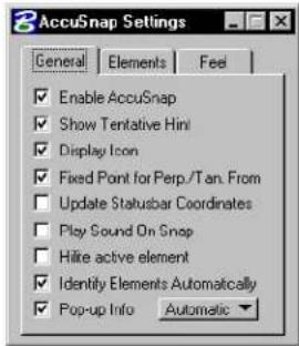 Bentley MicroStation V8 - Turning AccuSnap On or Off - 1