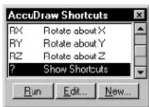 Bentley MicroStation V8 - To review a listing of the available AccuDraw shortcuts - 1