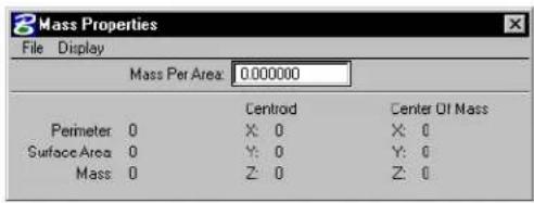 Bentley MicroStation V8 - Mass Properties window - 1