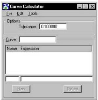 Bentley MicroStation V8 - Curve Calculator dialog box - 1