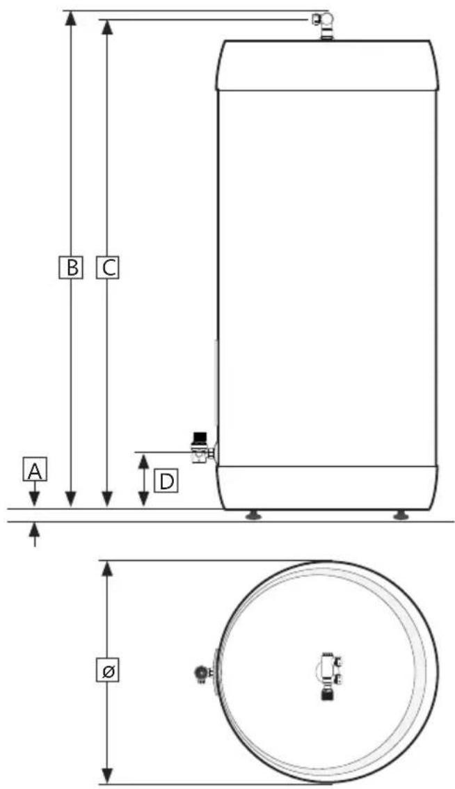 OSO Delta Inox DI 200 l - 3.3Productdimensions - 2
