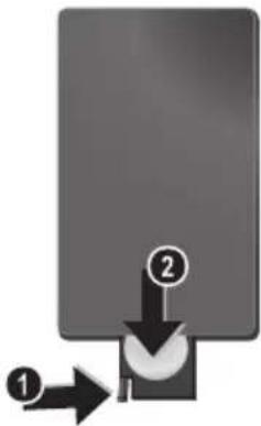 AGFA AF 5076MS - Inläggning eller byte av batteri på fjärrkontrollen - 1