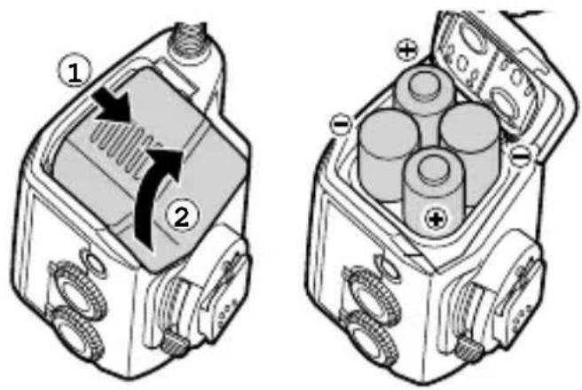 OLYMPUS STF8 - Wkładanie baterii/akumulatorów - 1