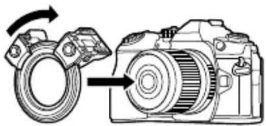 OLYMPUS STF8 - Attach the lens ring fitted with the joints to the lens of the camera. - 1