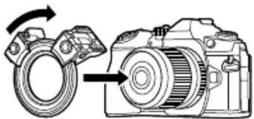 OLYMPUS STF8 - Установите кольцо объектива с кронштейнами на объектив фотоаппарата. - 1