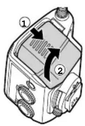 OLYMPUS STF8 - Chargement des piles - 1