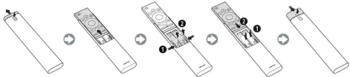 SAMSUNG QE85Q900RAT - Installing batteries into the Samsung Smart Remote - 1