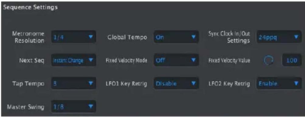 Arturia MiniBrute 2S - La fenêtre Sequence settings - 1