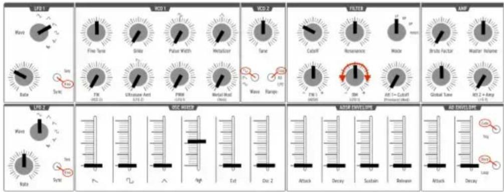 Arturia MiniBrute 2S - RM (Resonance Modulation - modulation de résonance) - 1