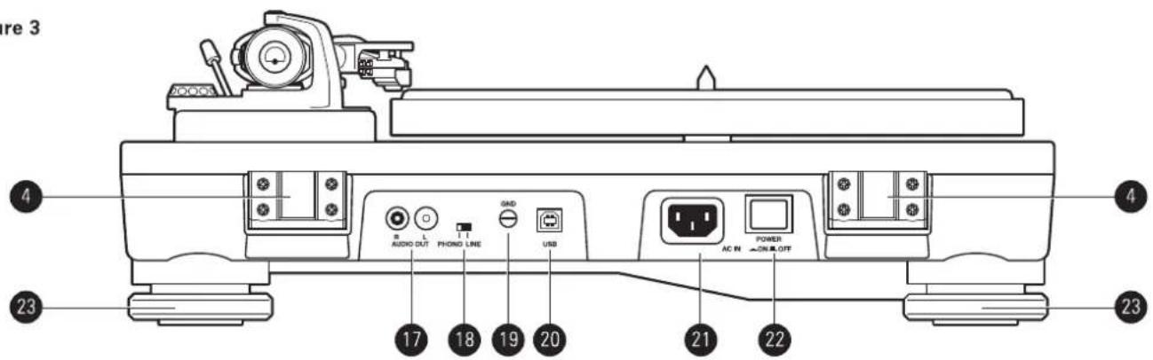 AUDIO TECHNICA ATLP5 - Rear View Diagram - 1