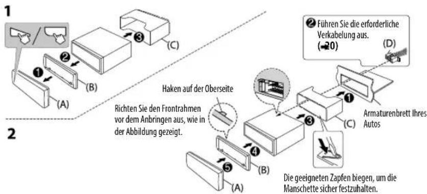 JVC KDR492 - Einbau der Einheit (Einbau im Armaturenbrett) - 1
