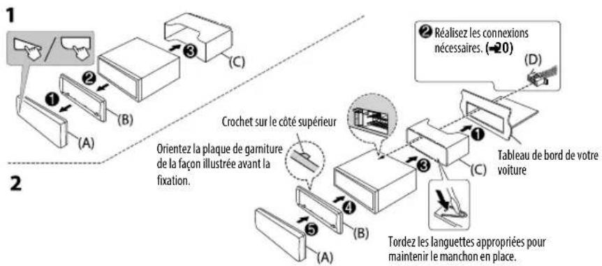 JVC KDR492 - Installation de l'appareil (montage encastré) - 1